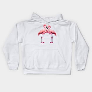 Valentine Cartoon Flamingo Couple Kids Hoodie